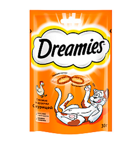 Dreamies Подушечки для кошек с курицей 60г